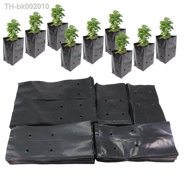 100pcs-black-plastic-seedling-bags-growing-bowl-with-breathable-holes-for-garden-plant-nursery-germination-nutrition-planter-pot