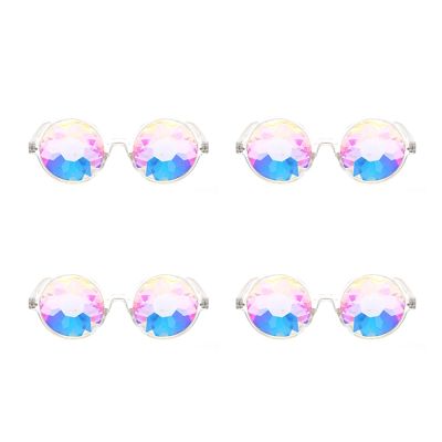 dfthrghd 4X Kaleidoscope Glasses Rave Festival Party Sunglasses Diffracted Lens-Transparent