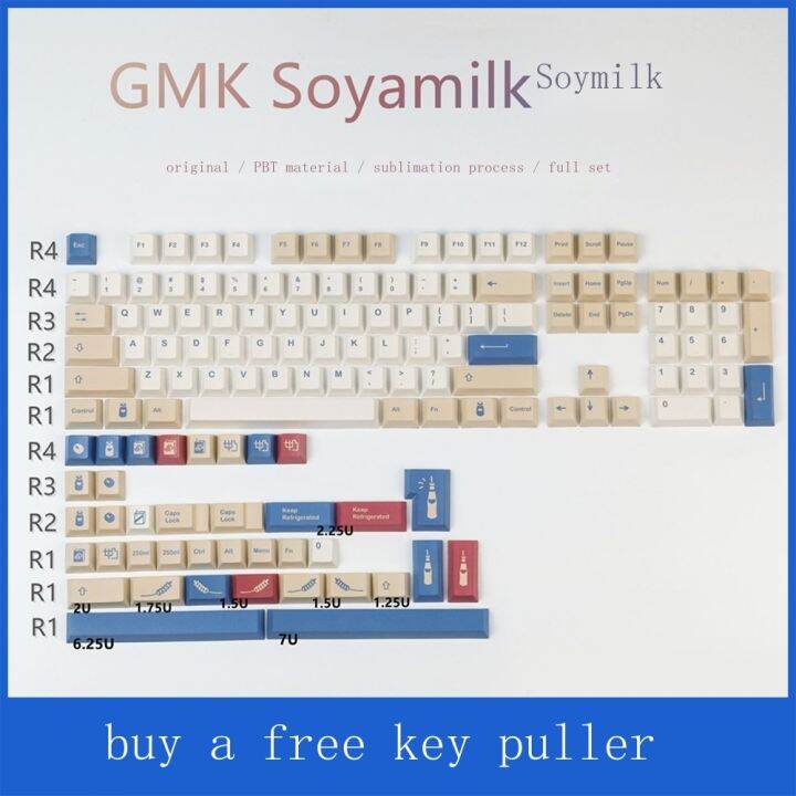 GMK Soy Milk Keycap PBT Thermal Sublimation Machine Keyboard Keys Vitasoy Personality To Restore