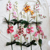 【cw】Free Shipping Royal White Silk Artificial Orchid Flowers With Leaves House Home Wedding Garden Outdoor Decoration Accessories