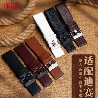 Leather Watch Strap Suitable for Diesel 4323 1657 1206 Lychee Leather Black Mens Pin Buckle Suitable for Accessories