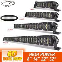 6D ออฟโร้ดแถบไฟ8 "14" 22 "32" บางไฟ LED ทำงาน LED บาร์ Combo แถวสำหรับรถแทรกเตอร์เรือลดา4 WD 4x4รถบรรทุก SUV รถ A 12โวลต์24โวลต์