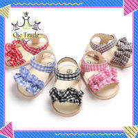 【จัดส่งที่รวดเร็ว✨】Baby Girl Sandals Plaid Flower Princess Shoes Soft Sole Non-slip Breathable Toddler Shoes