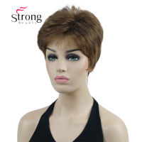 StrongBeauty ธรรมชาติมองสั้นปุยสีน้ำตาลทองเต็มวิกผมสังเคราะห์วิกผม