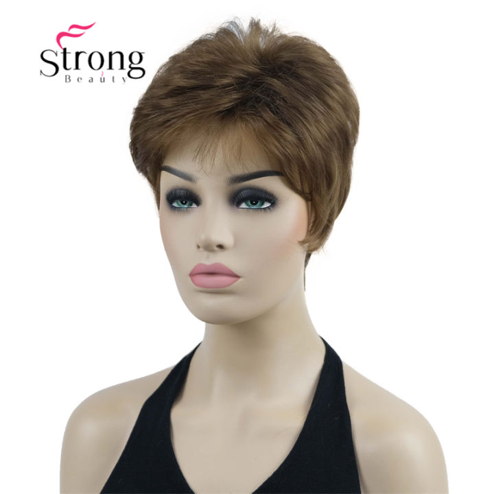 hot-strongbeauty-วิกผมสังเคราะห์สีน้ำตาลทองสั้นดูเป็นธรรมชาติ