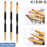 KISMIS 3Pcs Double Head Nail Brush Set  French Stripe Nail Art Liner Brush Set Drawing Brushes Manicure Nails Line Painting Artist Brushes Tools