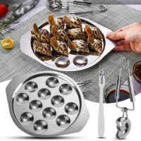 12 Holes Snail Dish Plate Restaurant Serving Dish Heat Resistant Mushroom Escargot Dinner Stainless Steel Round Snail Plate 4.9