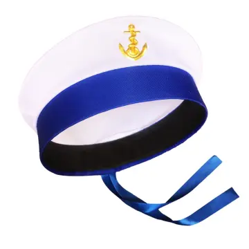 BESTOYARD Adult Yacht Boat Ship Sailor Captain Costume Hat Cap Navy Marine  Admiral (White)