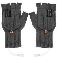 USB Electric Heated Gloves 2-Side Heating Convertible Fingerless Glove Mittens Adjustable Cycling Skiing Gloves