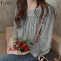 COD dhdfxcz ZANZEA Women Casual Long Sleeve Round Neck Solid Color OL Blouse