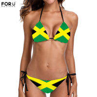 FORUDESIGNS y Women Bikini Set JamaicaHaitiTrinidadAustralia Flags Design Two-Pieces Swimsuit for Beach Swimming Mujer