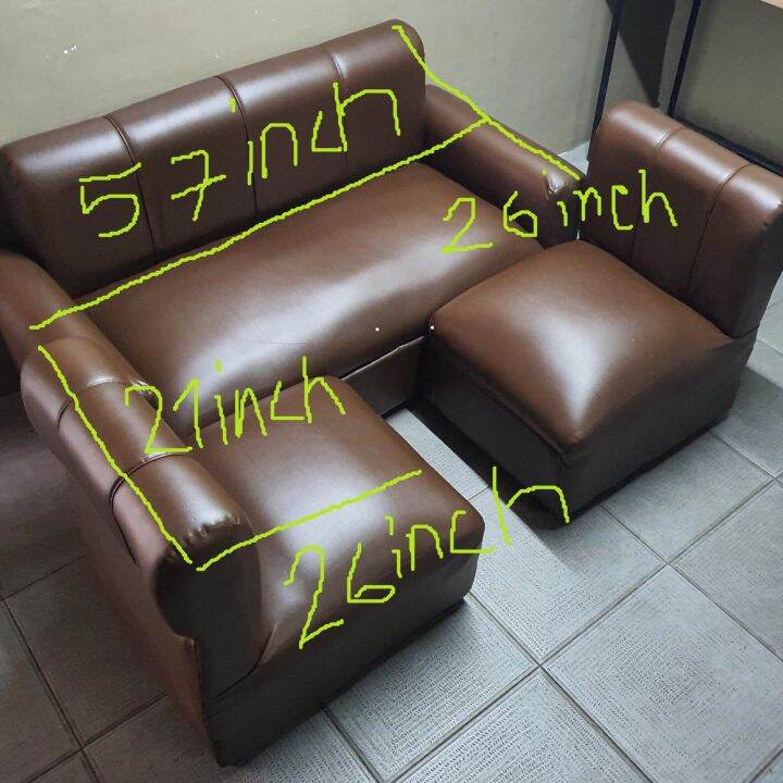 SOFA SET BROWN LEATHER URATEX FOAM Lazada PH