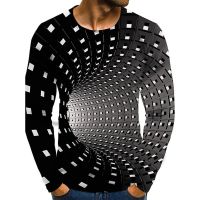 เสื้อยืดผู้ชาย Meek Optical Illusion Dizzy พูดเกินจริง O Neck Spring Top สำหรับสวมใส่ทุกวัน