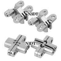 2Pcs/Lot Mortise  Conceal Cross Invisible Hinge Wooden Folding Door Stainless Steel Zinc Cabinet Hardware Door Hardware Locks