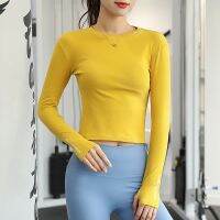 [COD] long-sleeved sports top womens tight-fitting thin yoga T-shirt running elastic