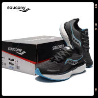 Original Saucony- 19ผู้ชายและผู้หญิงรองเท้าวิ่ง Shock Absorbing Rebound รองเท้าผ้าใบระบายอากาศสีเทาเข้มสีขาวสีฟ้าใหม่ Reboagp