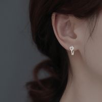 [COD] Hollow heart earrings womens light luxury ins style fresh and sweet all-match giant full of diamond heart-shaped