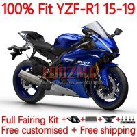 การฉีดแฟริ่งยามาฮ่า YZF-R1 YZF R1 R 1 YZFR1 2015 2016 2017 2018 2019 YZF1000 15 16 17 18 19เฟรม29No 15โลหะสีน้ำเงิน