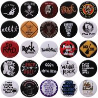 hot【DT】 Punk Dark Tinplate Round Pins Music Alloy Badge Personalized Jewelry