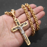 Hot Stainless Steel Cross Pendant Necklace Jesus Prayer Christian Collar Gift Inri