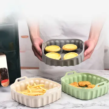 Airfryer Silicone Basket Square Silicone Tray Reusable Airfryer Liner Easy  Clean Pizza Plate Grill Pan Mat Air Fryer Accessories