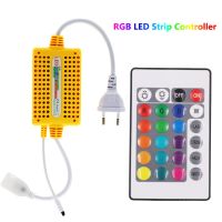 ตัวควบคุมไฟ Led RGB กันน้ำ220V 1000W พร้อมรีโมทคอนโทรลอินฟราเรด24Key สำหรับ220V ไม่มีสายไฟ SMD5050แถบไฟ Led RGB 60 Lem/m