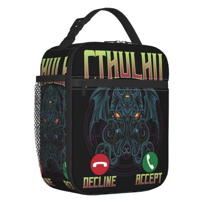 ✵✢ The Call Of Cthulhu Insulated Lunch Bags for Camping Travel Dark Occult Mythical Monster Cooler Thermal Lunch Box Women Children