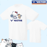 เสื้อยืดแขนสั้น Victory "Hello Kitty" ร่วมเสื้อแบดมินตันฤดูร้อน2023บุคลิกใหม่