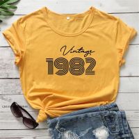 เสื้อยืดพรีเมี่ยมบริสุทธิ์1982วินเทจเสื้อยืดของขวัญวันเกิดวันเกิดแบบของผู้หญิงที่มีคุณภาพสูงกราฟิกเสื้อ1982ดั้งเดิม PZSY