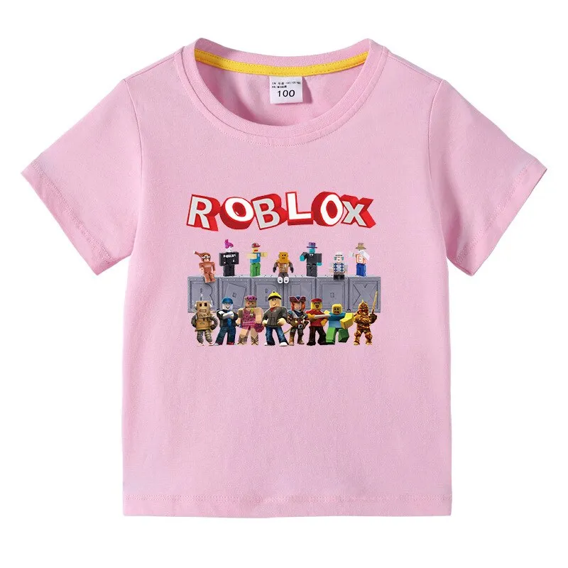Primavera Verão Roupas Infantis Roblox Cartoon Short Sleeve T-shirt Boys Girls  Roupas Impressas Camisa Top Graphic Tee 2-16years