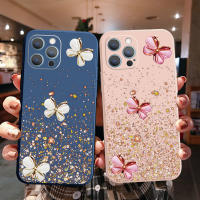 สำหรับ POCO X3 Pro NFC M4 M3 Pro 5กรัม GT F3ที่สวยงามชุบทองสีชมพูผีเสื้อสีทองเลื่อมกล้องเลนส์คุ้มครองตารางขอบปกเต็มเลนเคส