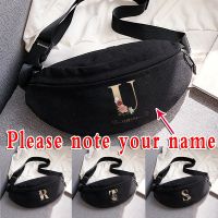 Men Waist Bag Customized Name Wallet Casual Phone Belt Pouch Canvas Travel Motorcycle Bags Letter Print Fanny Pack Banana Bag