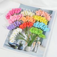 24pcs Mini PU Calla Lily Artificial Flower Bouquet For Home Wedding Decoration DIY Handwork Scrapbooking Gift Craft Fake Flowers