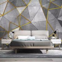 Geometric Wallpaper, Geometric Wall Mural, 3D Wallpaper, 3D Abstract Wallpaper, Grey Wall Mural, Wallpaper Abstract, Home Decor