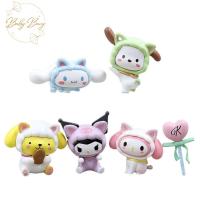 BABYBANG 5pcs/set Cinnamoroll ฟิกเกอร์ Kuromi Melody Action FIGURE เมโลดี้ คุโรมิ ของตกแต่งเค้ก ตุ๊กตาพีวีซี เครื่องประดับโต๊ะโต๊ะ