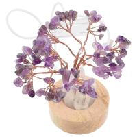 Crystal Money Tree Night Light Lamp ข้างเตียงขนาดเล็ก Amethyst Bedroom Wooden Decorative