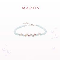 MARON✨สร้อยข้อมือดาวนพเก้า (โซ่เงิน) X อัญมณีมงคล อความารีน เสริมดวงประจำวัน | My Nine Lucky Stars Chain Bracelet with Aquamarine เงินแท้ พลอยแท้ ชุบทองคำขาว White Gold