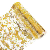 K-Bell Sequin Gold โต๊ะปักเลื่อม Doily Golden Runner Sparkling Golden Table Runner สำหรับการตกแต่งบ้านรื่นเริงทนทานและการออกแบบที่หรูหราสำหรับงานแต่งงานและคริสต์มาส