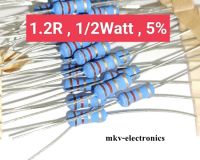 (20ตัว) 1.2R , 1.2โอห์ม , Metal Oxide Film Resistor 1/2Watt 1/2วัตต์