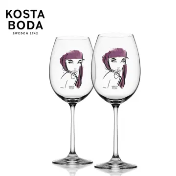 Kosta Boda Set of 2 Tattoo Wine Glasses