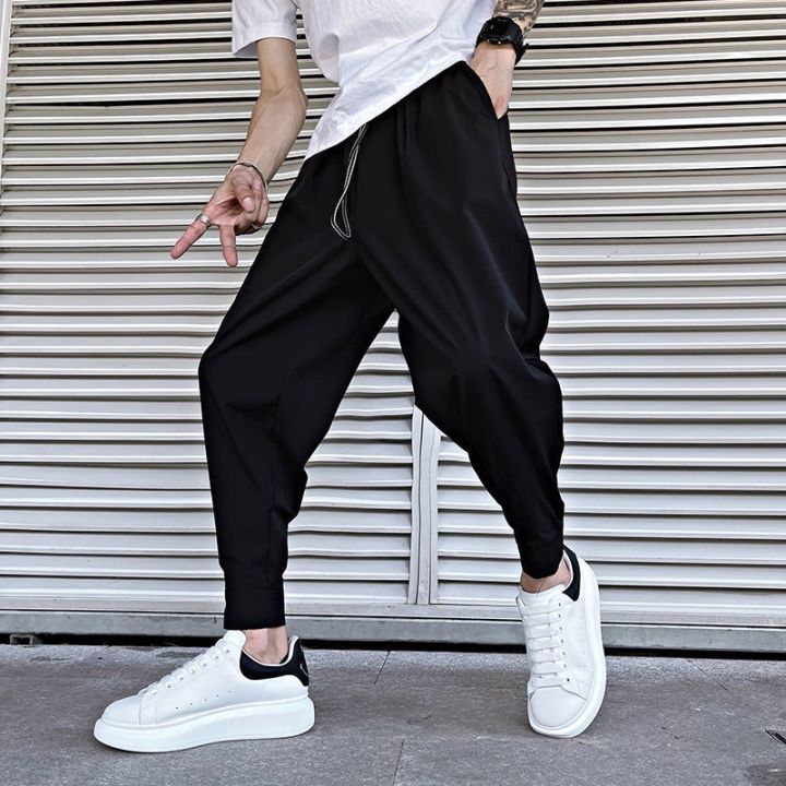 cod-and-autumn-trousers-mens-korean-style-trendy-casual-handsome-loose-baggy-solid-harem