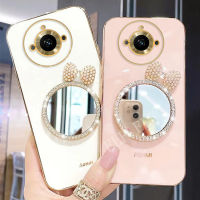 เคสโทรศัพท์ชุบหรูหราสำหรับ Realme 11 / Realme 11 Pro / Realme 11 Pro + / Realme 10T 5G กล้องติดกระจกหลังแต่งหน้าผีเสื้อน่ารักปกป้องปลอกอ่อน Realme11เคสโทรศัพท์มือถือขอบซิลิโคนฝาหลัง