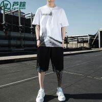 【July hot】 suit mens loose short-sleeved a complete set of casual sports plus size two-piece