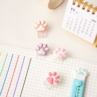 Mini Paper Clip Cute Cartoon Cat Paw Bookmark Kawaii Scrapbook Journal Clip Student Stationery Acrylic Clip Office Accessories