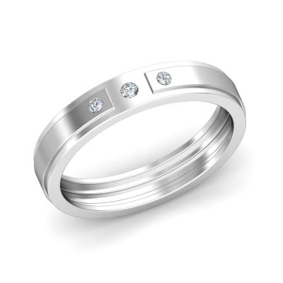 แหวนทอง 18KT ประดับเพชร น้ำหนักรวม 0.06 กะรัต คุณภาพเพชร F/VS