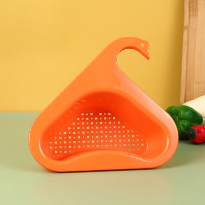【CC】 Sink Drain Basket Household Hanging Faucet Triangular Shelf Gadgets Storage Vegetable Washing Filter Rack
