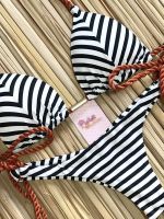 【JH】 RUOTONGSEPT 2022 Striped Set Swimsuit Biquinis Beach Thong Swimwear Bandage Mirco Bikinis