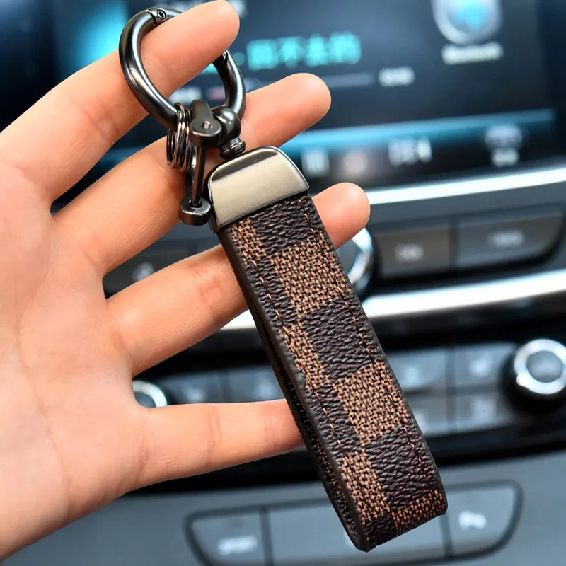 Leather Alloy Keychain Luxury Lanyard Key chain For Men Women