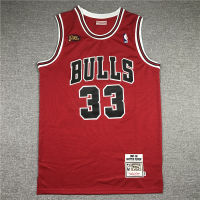 เสื้อคุณภาพสูง 【Feb】 2022 2023 Newest Retro 1997-98 NBA͛ Finals Mens Mitchell Ness Chicago Bulls 33 Scottie Pippen Jersey Red Basketball Jerseys