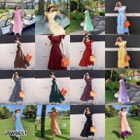 B9651 เดรสยาว ผูกโบว์หลัง Long dress with bow in the back